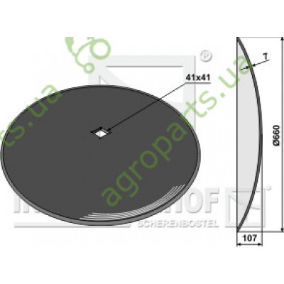 Диск борони гладкий D660x7mm квадрат C41