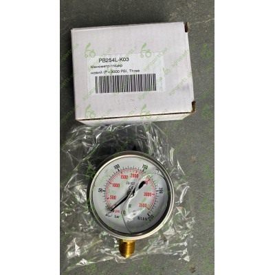 Манометр від 0-200bar 1/4" (0-3000 psi=204 атм) спіральний механічний гліцериновий Thread