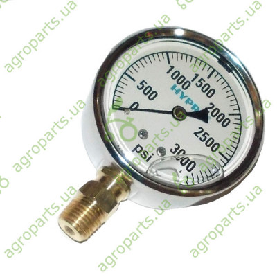 Манометр від 0-200bar 1/4" (0-3000 psi=204 атм) спіральний механічний гліцериновий
