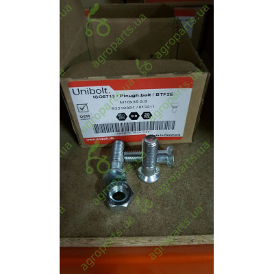 Гвинт з вусиками + гайка M10x35 8,8 2N 8,8 DIN934 (коробка 25шт)
